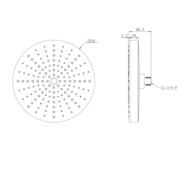 Верхний душ Savol SK-DP07, хром/черный. Фото 2