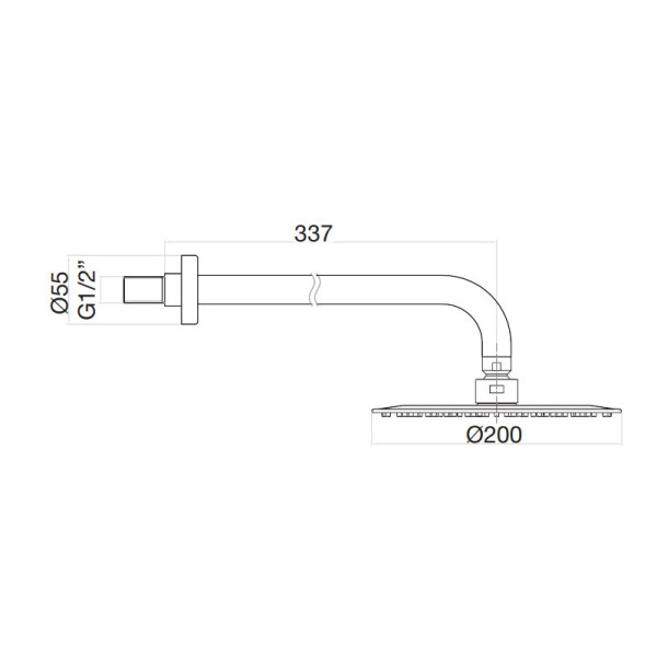 Верхний душ ультратонкий с кронштейном Fiore 30CR8630, хром. Фото 2
