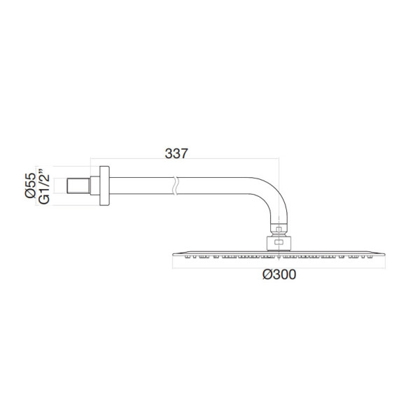 Верхний душ ультратонкий с кронштейном Fiore 30CR8631, хром. Фото 2