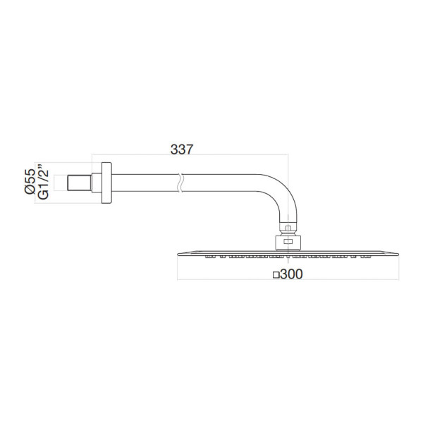 Верхний душ ультратонкий с кронштейном Fiore 30CR8651, хром. Фото 2