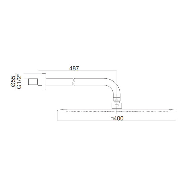 Верхний душ ультратонкий с кронштейном Fiore 30CR8652, хром. Фото 2