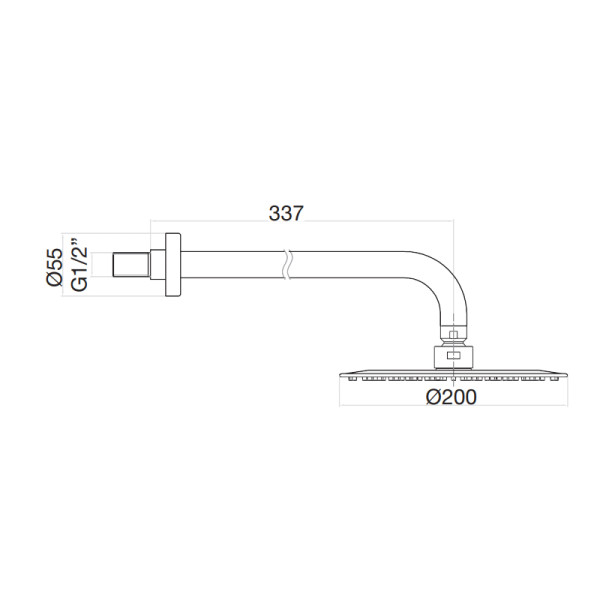 Верхний душ ультратонкий с кронштейном Fiore 30NN8630, черный. Фото 2
