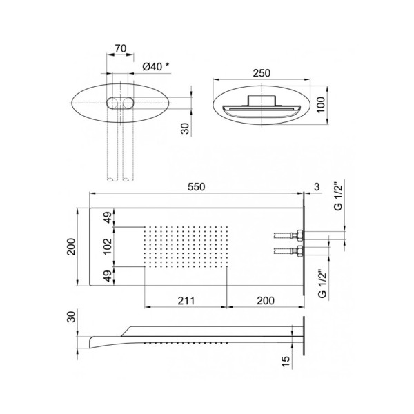 Верхний душ Webert AC0741845, сталь. Фото 2