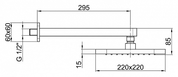 Верхний душ Webert Comfort AC0392560METAL, черный. Фото 2