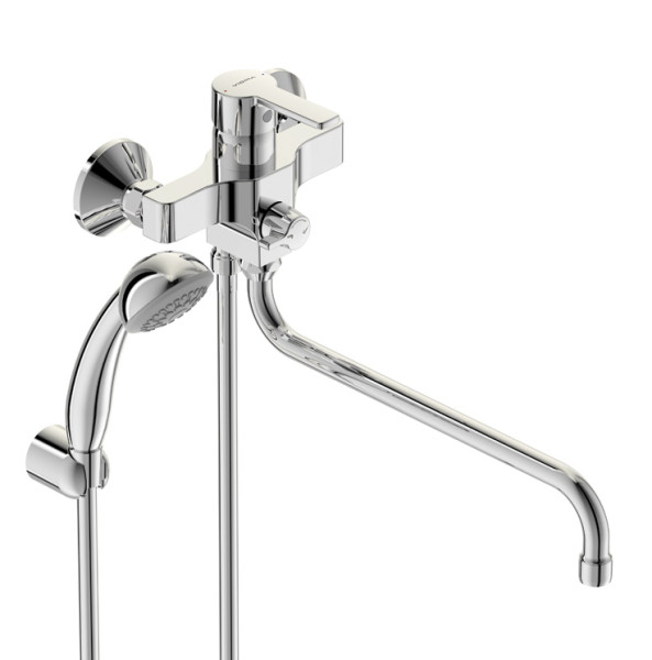 VI BA240AA Uno Смеситель для ванны L= 320 мм, с душевым набором, Керамический переключатель. Фото 1