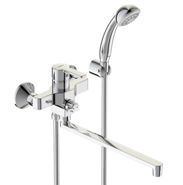 VI BA320AA Uno Смеситель для ванны, L=320 мм, с душевым набором, кер. перекл.. Фото 1