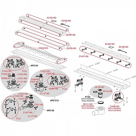 Водоотвод желоб Fit&Go с двухсторон решеткой DOUBLE, арт.AG071401550 (аналог APZ13-DOUBLE9-550). Фото 3