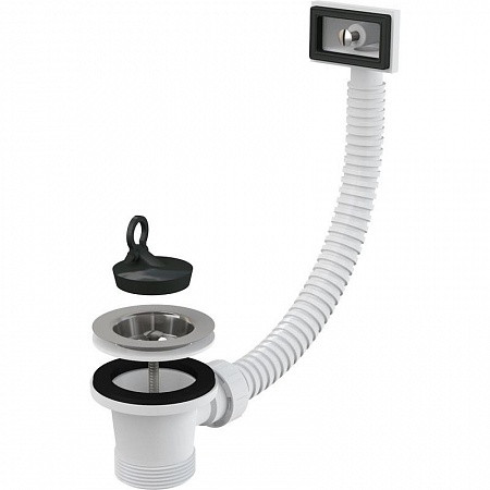 Водослив сифона для мойки 6/4" с нержавеющей peшeткой Ø70 и гофропереливом, арт. A331. Фото 1