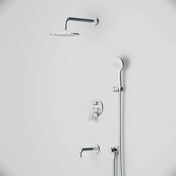 Встраиваемая душевая система со смесителем для ванны и душа и душевым набором. Фото 6