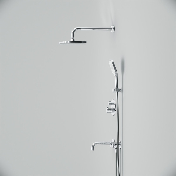 Встраиваемая душевая система со смесителем для ванны и душа с термостатом и душевым набором. Фото 6