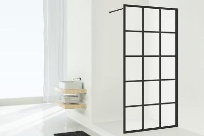 WALK-IN Dark Edition XD WW1 12020 3PK Душ.ограждение H=2000,L=1200, проф.черный Soft+стекло прозр.ESG с покр.KERMIclean(стаб.1200 мм) решетка-рисунок. Фото 3