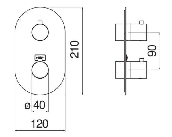 WE00102/TBM LIVE термостатический смеситель для ванны (внешняя часть), матовый черный. Фото 2