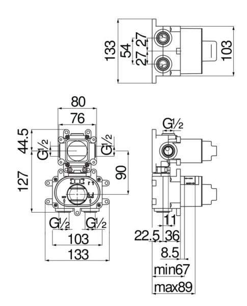 WE00102 термостатический смеситель для душа (скрытая часть). Фото 2