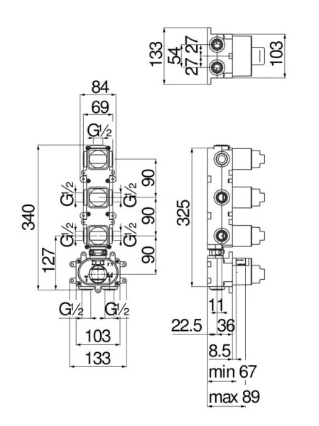 WE00103 термостатический смеситель для душа (скрытая часть). Фото 2