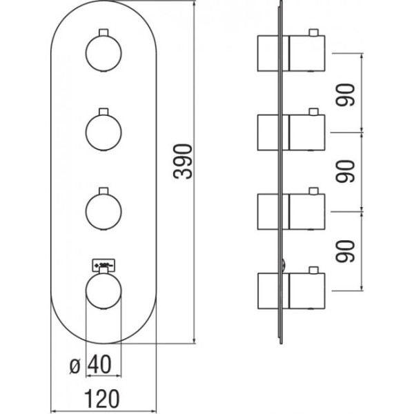 WE00103/TWM LIVE термостатический смеситель для душа 3 выхода (внешняя часть), матовый белый. Фото 2