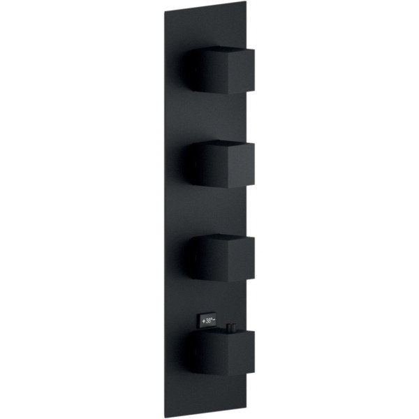 WE00104/QBM SEVEN термостатический смеситель для душа (внешняя часть), матовый черный. Фото 1