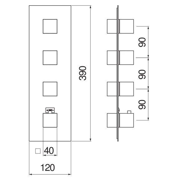 WE00104/QBM SEVEN термостатический смеситель для душа (внешняя часть), матовый черный. Фото 2