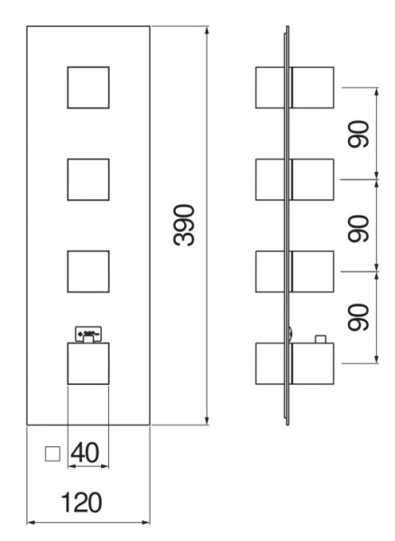 WE00104/QCR SEVEN термостатический смеситель для ванны 4 выхода (внешняя часть). Фото 2