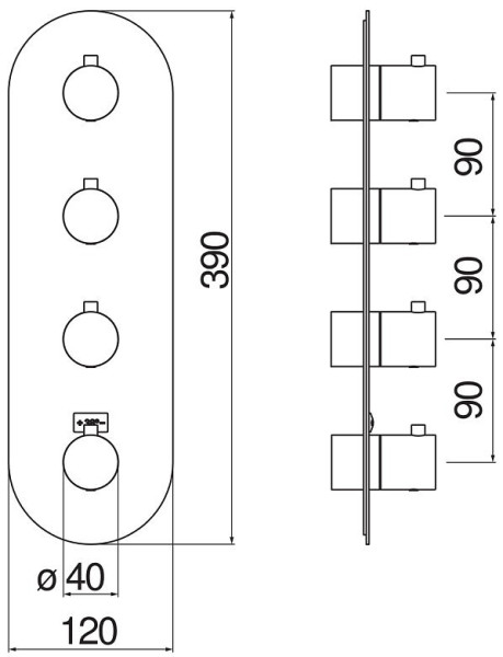 WE00104/TWM LIVE термостатический смеситель для ванны 4 выхода (внешняя часть), матовый белый. Фото 2