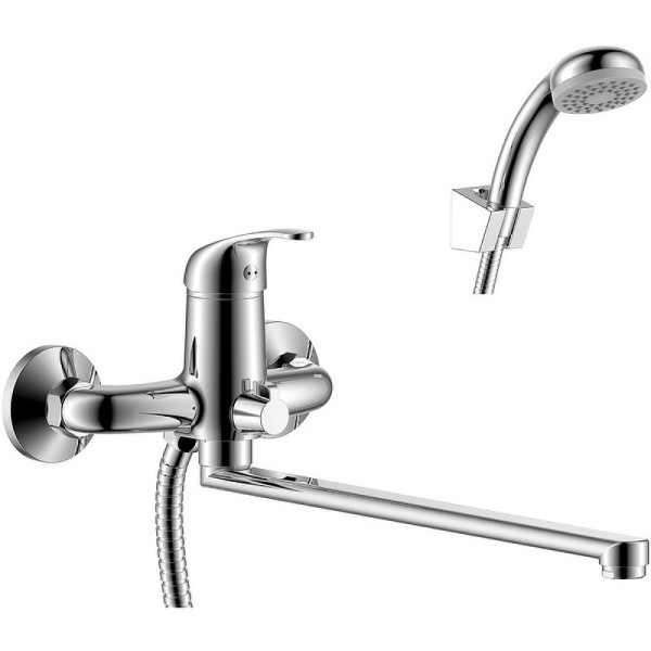 Y35-32 Смеситель одноручный (35 мм) для ванны с плоским изливом 350 мм, хром. Фото 1