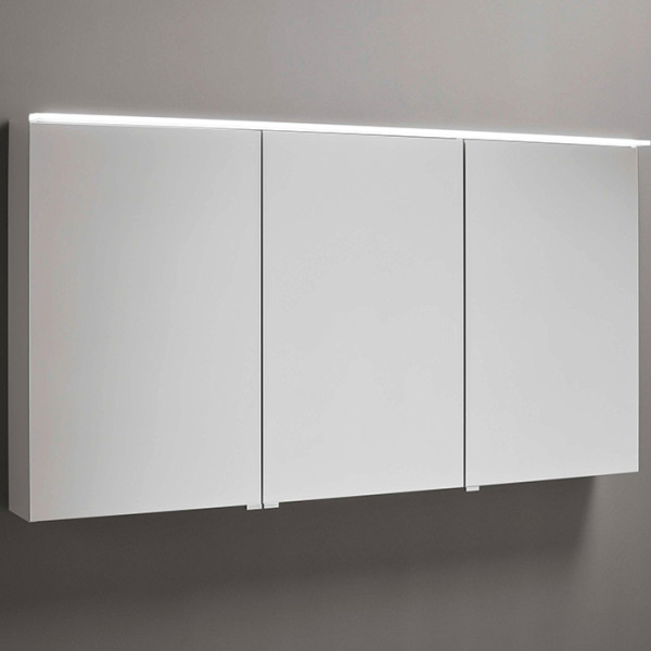 Зеркальный шкаф с гориз светодиод подсв.1200х800х170 мм,3 зерк двери с обоих сторон, стекл полки.выкл.подсв умыв. вариант L, цвет F2009. Фото 1