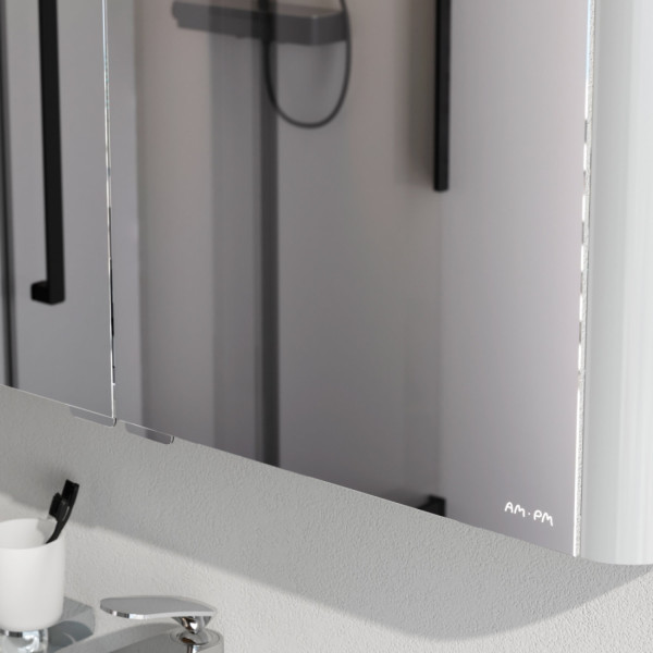 Зеркальный шкаф с подсветкой 100 см, белый глянец. Фото 4