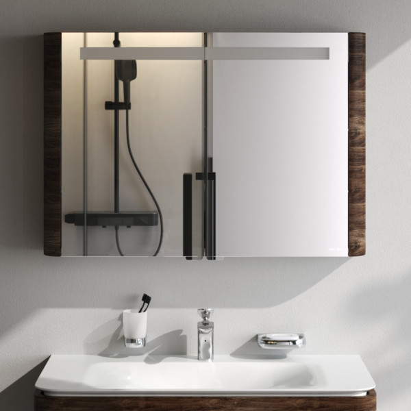 Зеркальный шкаф с подсветкой 100 см, орех. Фото 2