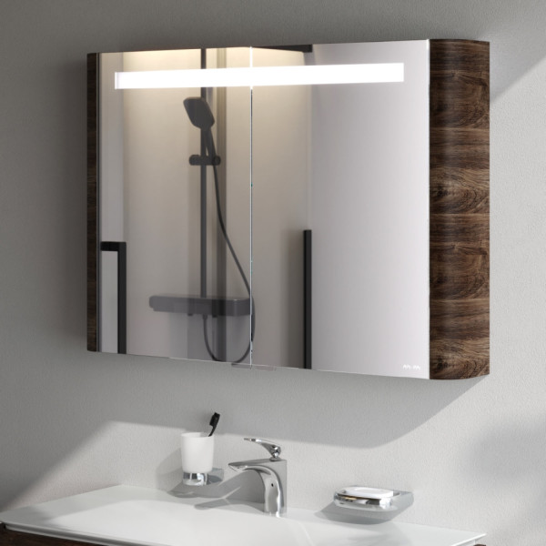 Зеркальный шкаф с подсветкой 100 см, орех. Фото 3