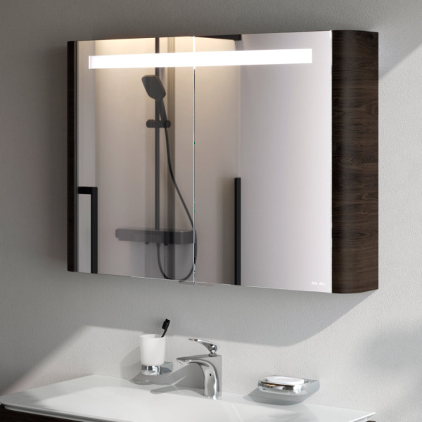 Зеркальный шкаф с подсветкой 100 см, табачный дуб. Фото 3