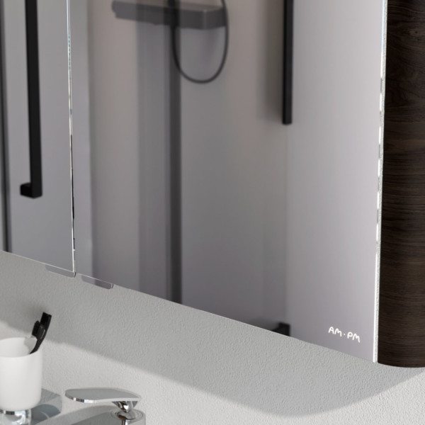 Зеркальный шкаф с подсветкой 100 см, табачный дуб. Фото 4