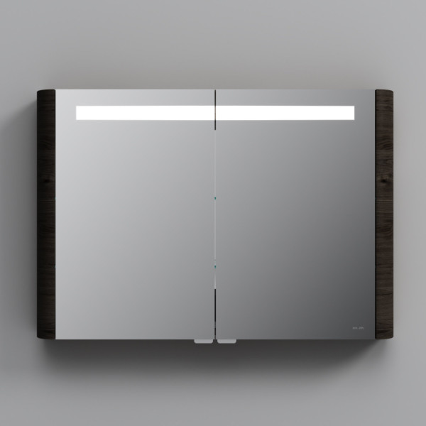 Зеркальный шкаф с подсветкой 100 см, табачный дуб. Фото 5