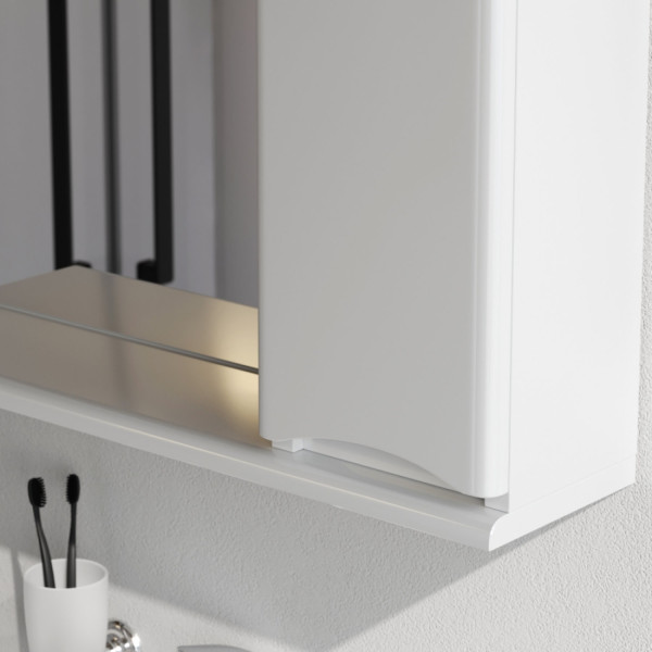 Зеркальный шкаф с подсветкой 65 см, правый, белый глянец. Фото 4