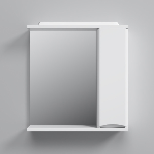 Зеркальный шкаф с подсветкой 65 см, правый, белый глянец. Фото 5