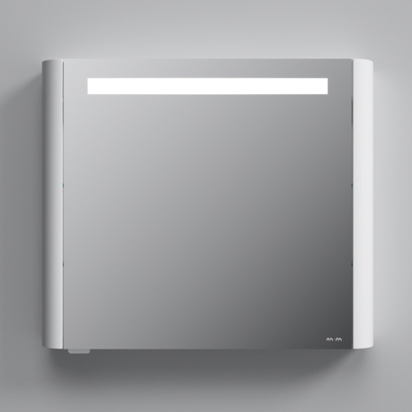 Зеркальный шкаф с подсветкой 80 см, левый, белый глянец. Фото 5