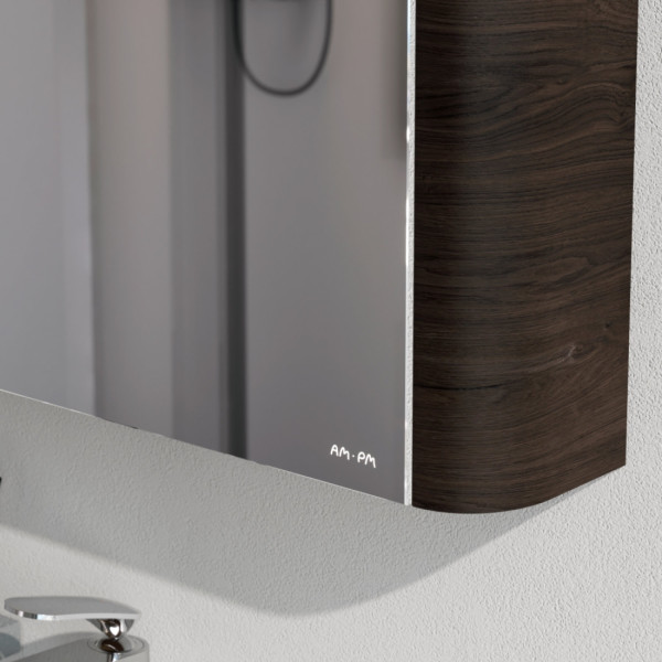 Зеркальный шкаф с подсветкой 80 см, левый, табачный дуб. Фото 4