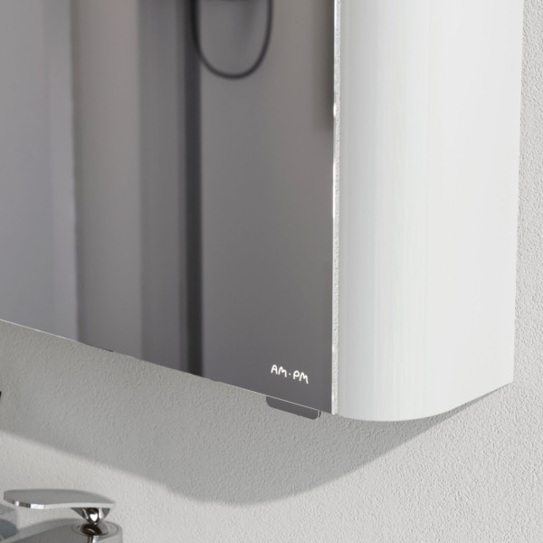 Зеркальный шкаф с подсветкой 80 см, правый, белый глянец. Фото 4