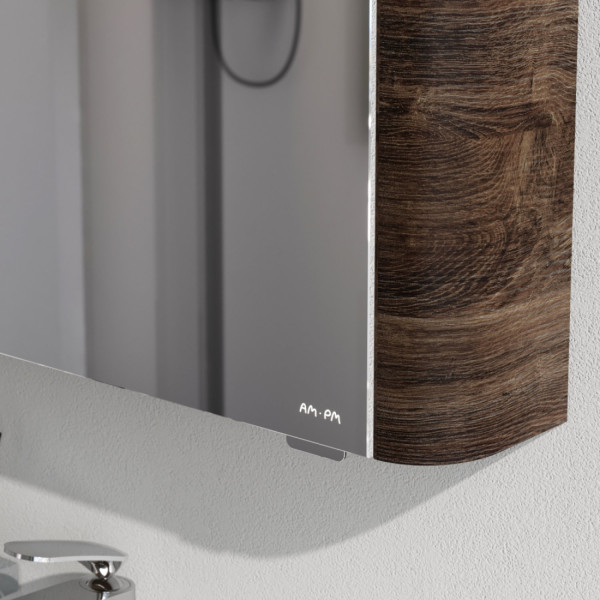 Зеркальный шкаф с подсветкой 80 см, правый, орех. Фото 4