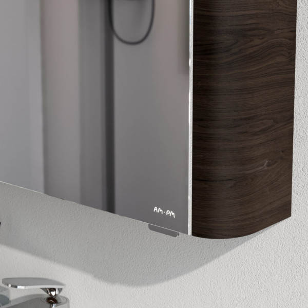 Зеркальный шкаф с подсветкой 80 см, правый, табачный дуб. Фото 4