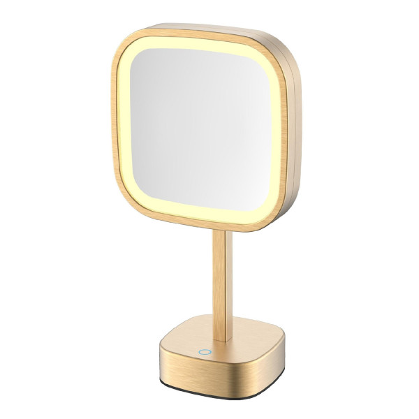 Зеркало косметическое с подсветкой JAVA S-M331LB, матовое золото. Фото 1
