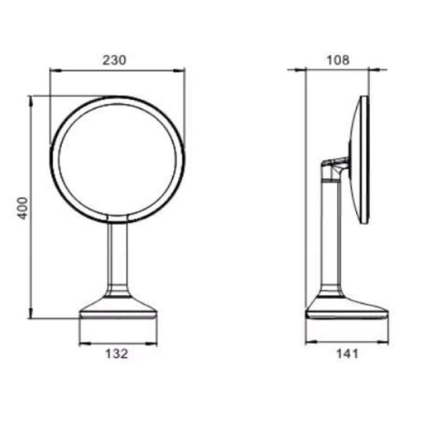 Зеркало косметическое с подсветкой JAVA S-M8888H, черный. Фото 2