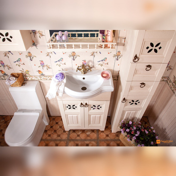 Зеркало с балюстрадой Бриклаер КАНТРИ 65, бежевый дуб прованс. Фото 5