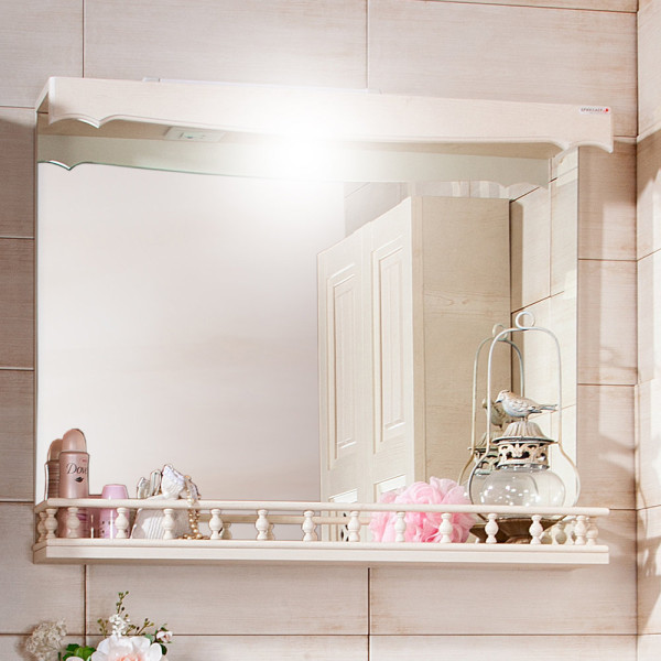 Зеркало с балюстрадой Бриклаер КАНТРИ 85, бежевый дуб прованс. Фото 1