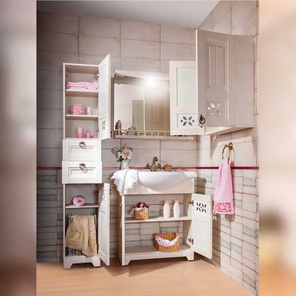 Зеркало с балюстрадой Бриклаер КАНТРИ 85, бежевый дуб прованс. Фото 5