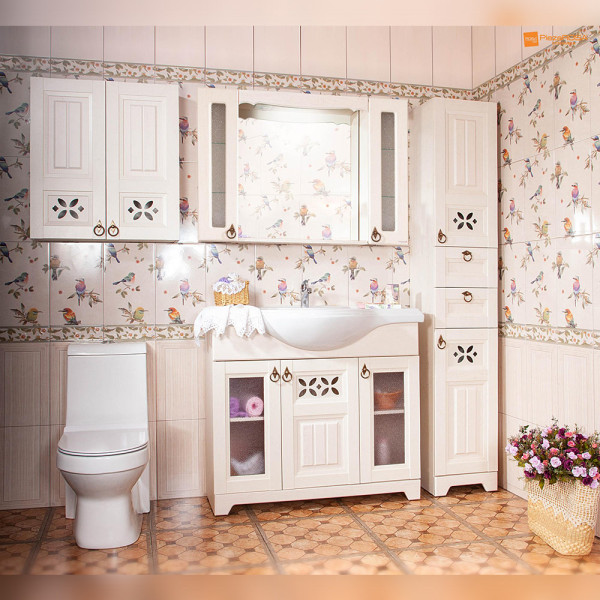 Зеркало с двумя шкафчиками Бриклаер КАНТРИ 105SS, бежевый дуб прованс. Фото 4