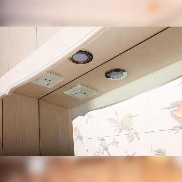 Зеркало с двумя шкафчиками Бриклаер КАНТРИ 125SS, бежевый дуб прованс. Фото 5