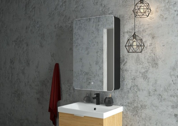 Зеркало-шкаф с подсветкой ART&MAX LECCE AM-Lec-560-850-1D-L-DS-F-Nero. Фото 1