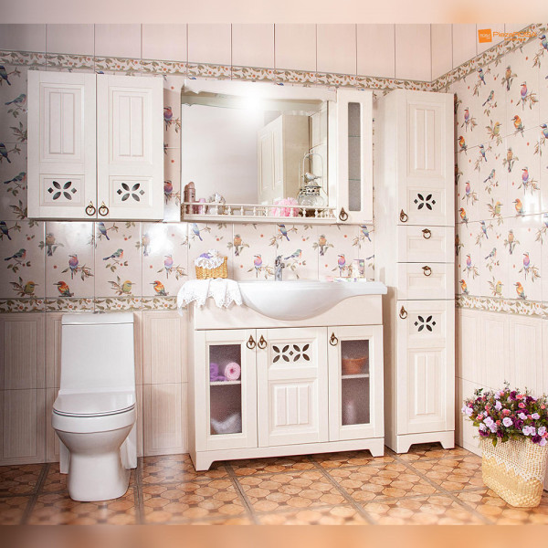 Зеркало со шкафчиком и балюстрадой Бриклаер КАНТРИ 105SB, бежевый дуб прованс. Фото 5