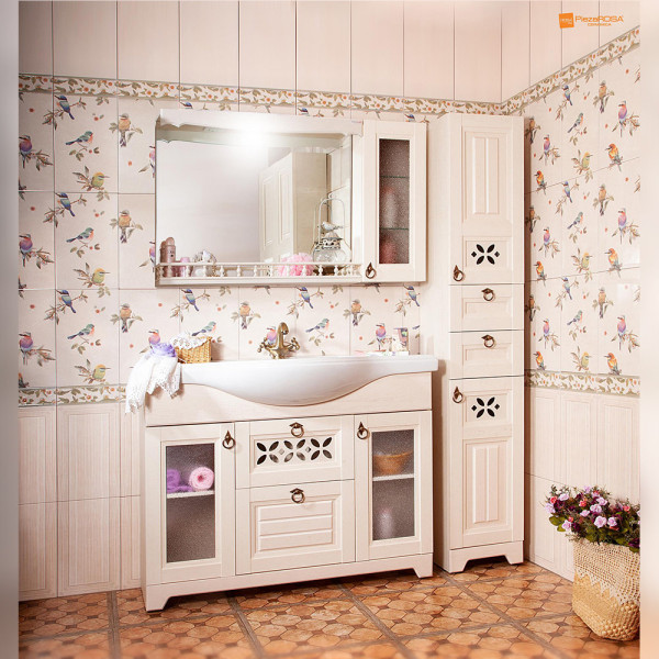 Зеркало со шкафчиком и балюстрадой Бриклаер КАНТРИ 115SB, бежевый дуб прованс. Фото 5