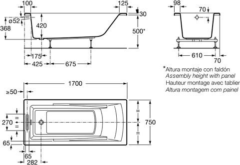ZRU9302768 HALL акриловая ванна170х75 бел (монтажный комплект заказывается отдельно). Фото 2