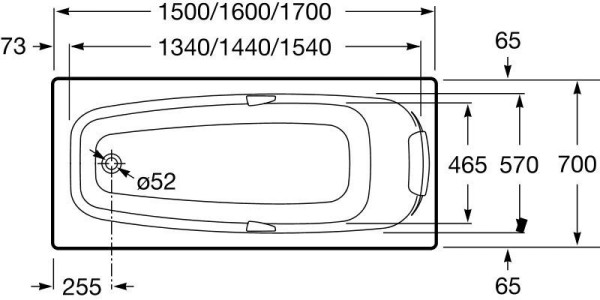 ZRU9302769 SURESTE акриловая ванна 170х70 бел (монтажный комплект заказывается отдельно, ручки в комплекте с монтажкой). Фото 4